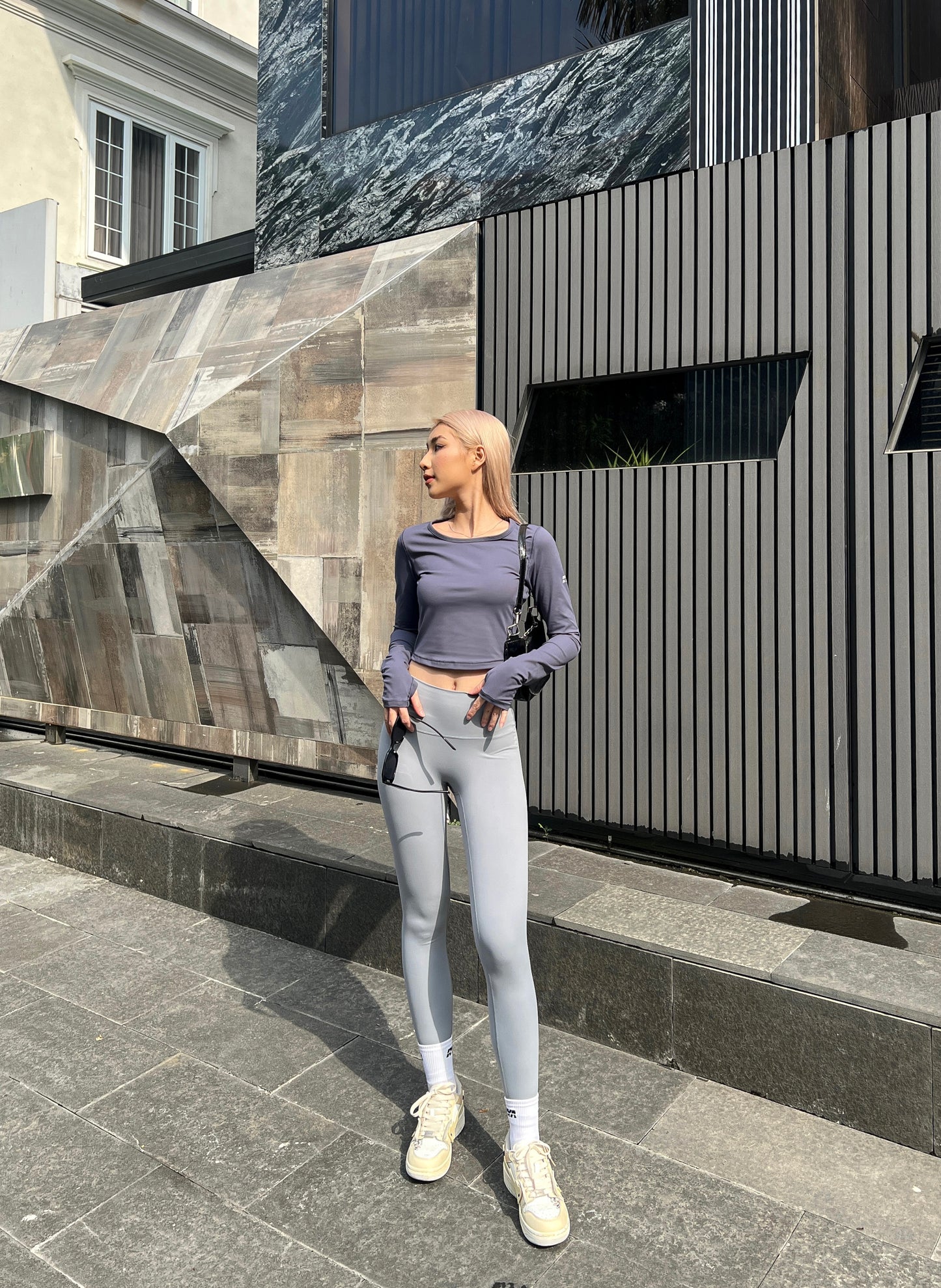 RYASOFT LONGSLEEVES CROPTOP BLUE GREY