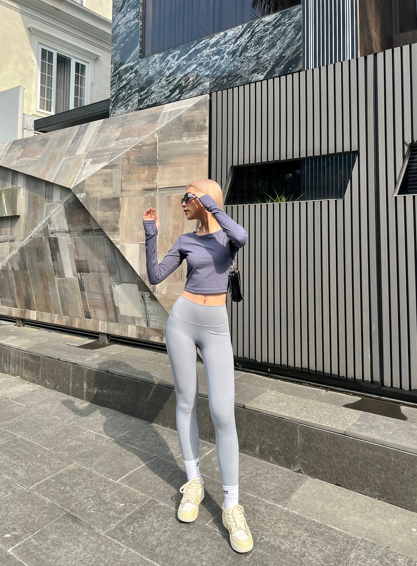 RYASOFT LONGSLEEVES CROPTOP BLUE GREY