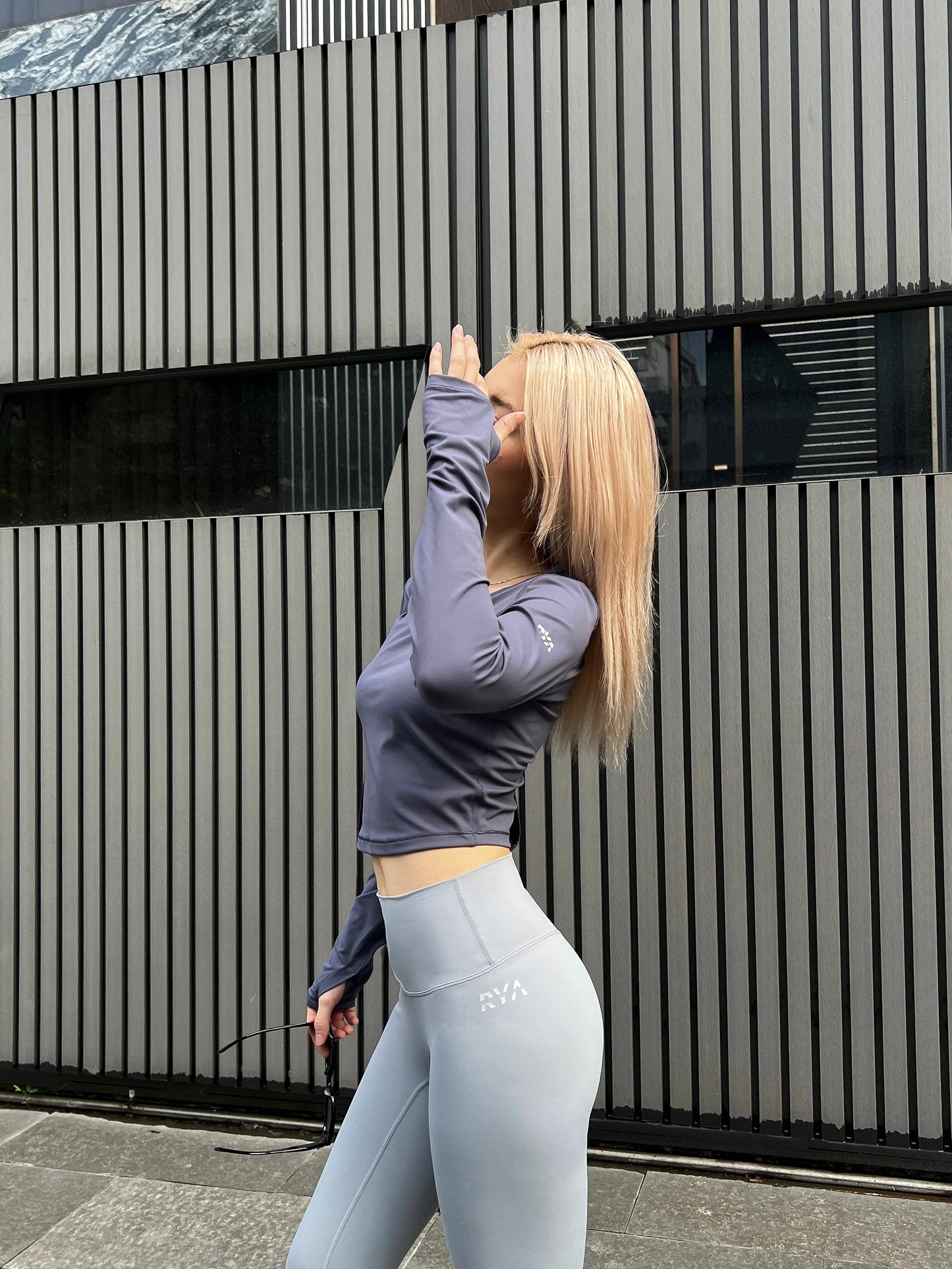 RYASOFT LONGSLEEVES CROPTOP BLUE GREY
