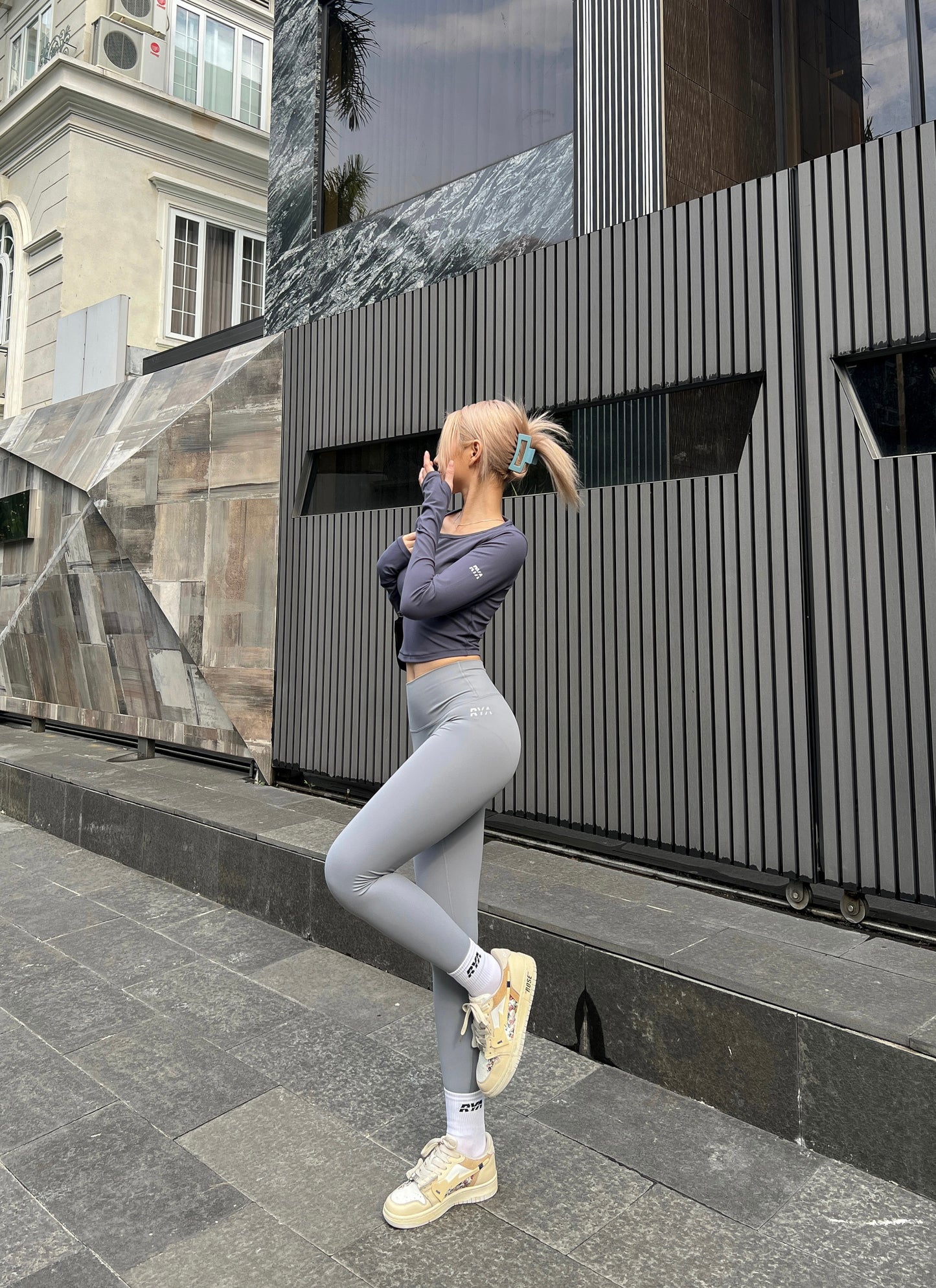RYASOFT LONGSLEEVES CROPTOP BLUE GREY