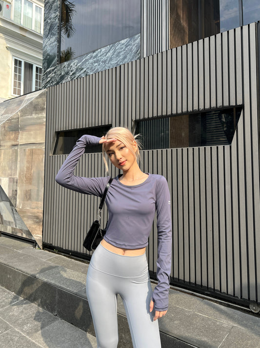 RYASOFT LONGSLEEVES CROPTOP BLUE GREY