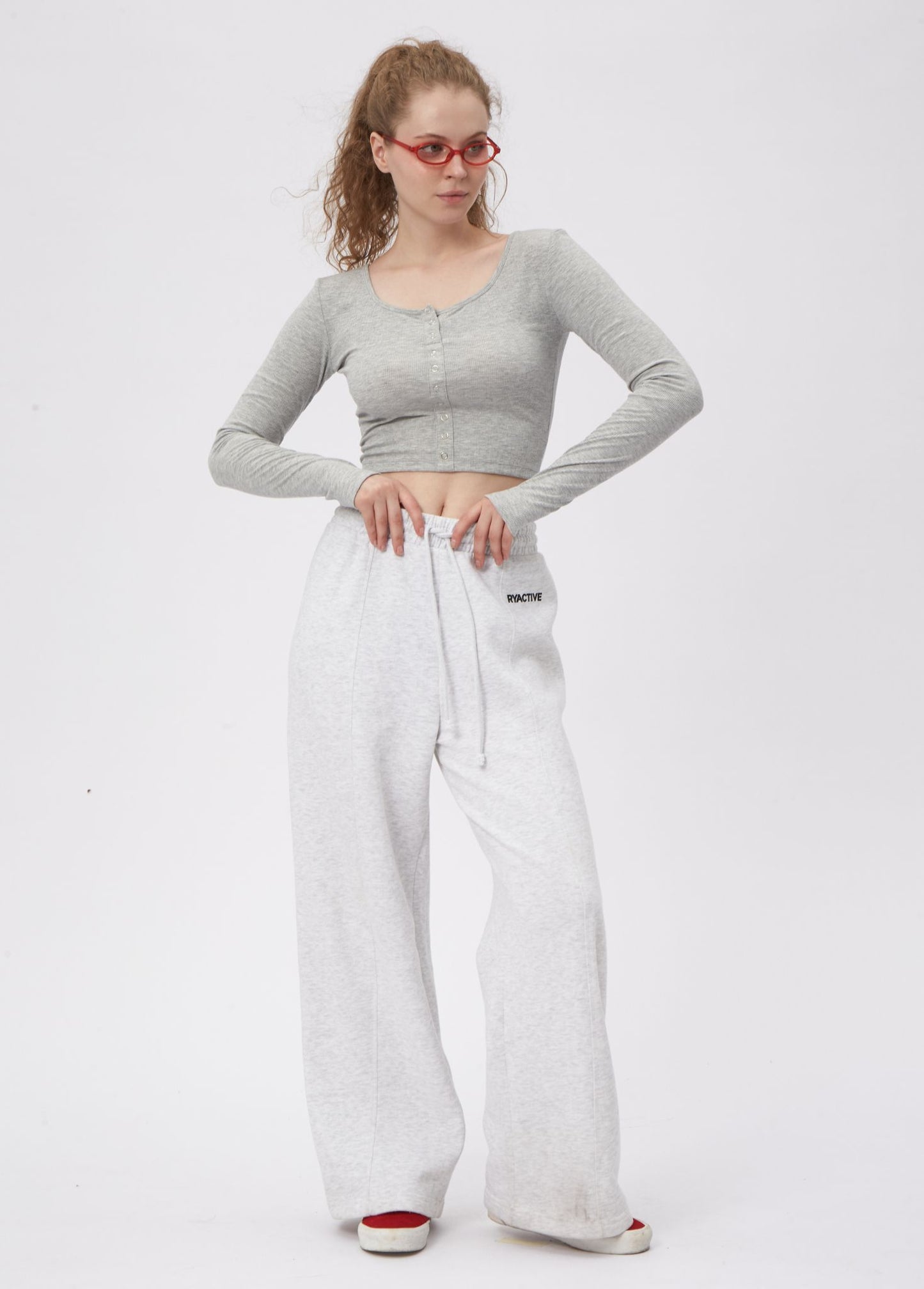 BUTTON LONGSLEEVES TEE LIGHT GREY