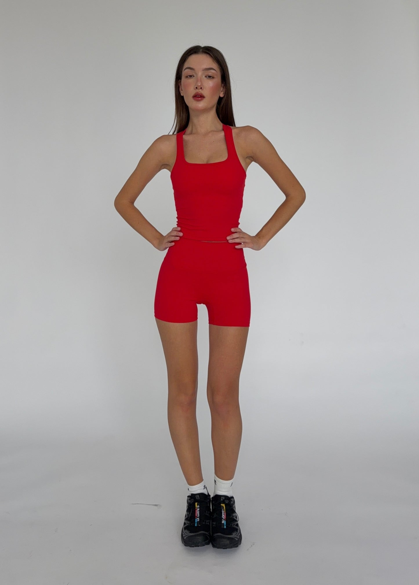 SHORT BIKER POPPY RED